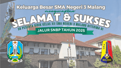 Daftar Peserta Didik SMA Negeri 3 Malang yang diterima di Perguruan Tinggi Negeri Jalur SNBP 2025